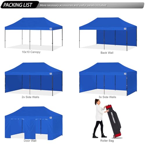 Image of ABCCANOPY Heavy Duty Easy Pop up Canopy Tent with Sidewalls 10x20, Dark Blue