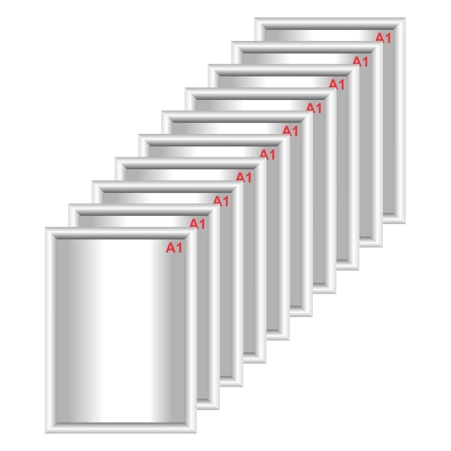 Snap Poster Frames | Certificate Photo Display | Clip Poster Holders for Retail And Advertising Displays | Notice Sign Board Frame for Walls (Silver Colour) (10, A1 (594 x 841mm))