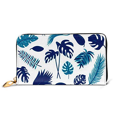 Preisvergleich Produktbild JHGFG Mode Handtasche Reißverschluss Brieftasche Tropische Blätter Sammlung Vektor Isolierte Elemente Telefon Kupplung Geldbörse Abendkupplung Blockieren Leder Brieftasche Multi C.