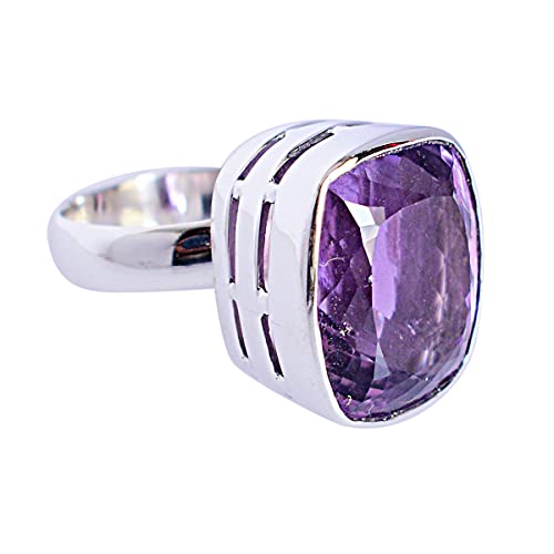 Anillo de amatista auténtica y plata 925 hecho a mano