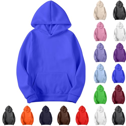 Hoodies for Men Pullover,Oversized Long Sleeve Fleece Hooded Sweatshirt Lightweight Casual Fall Winter Y2K Hoodies Blue