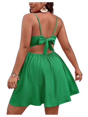Image of Floerns Women's Plus Size Cut Out Twist Front Sleeveless Flare Hem Cami Dress