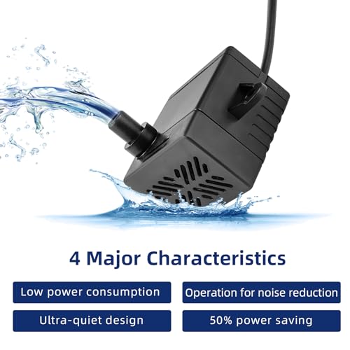 Image of 80GPH 5W Small Water Pump for Fountains: Low Noise, Compact, and Convenient Design for Small aquariums, fish tanks, pet water dispensers, desktop fountains, and other similar equipment