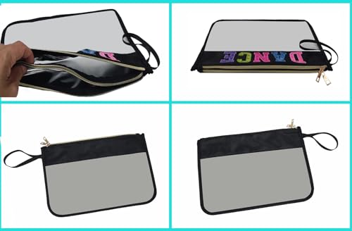 Makeup Bag,Letter Clear Makeup Bag Letter Patch Cosmetic Bag,Toiletry Pouches with Double Zipper Waterproof Travel Purse Teacher Nurse Dancer Gift (Black Dance)3