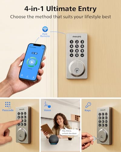 Image of Philips WiFi Smart Keypad Deadbolt Lock, App Remote Control, No Hub Needed