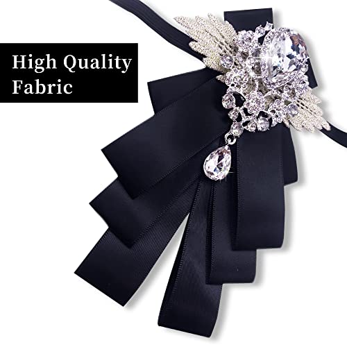 Mohsily Unique Black Silk Pretied Bowtie Men's Rhinestone Adjustable Pin Necktie Uniform #TOP1