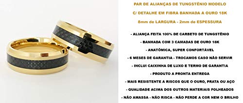 Par de Aliança Casamento Tungstênio Folheada Banhada Ouro 18K