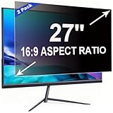 ruord 2 Pack Privacy Screen for 27 Inch 16:9 (59.7x33.6cm) computer Monitor - Blue Light Filter & Anti-Glare, Removable Screen Privacy Shield | PC Protector Film for Office