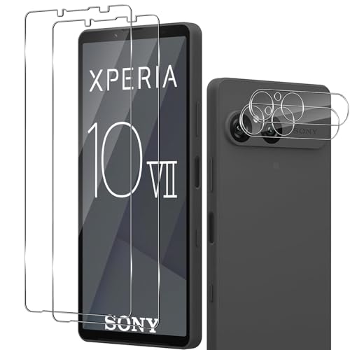 Haofun Protector de Pantalla para Sony Xperia 10 VII, 2 Piezas Cristal Templado y 2 Piezas Protector de Lente de Cámara, Ultra HD Cristal Templado, Dureza 9H Vidrio Templado