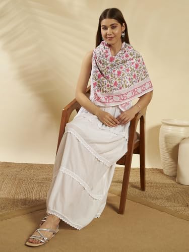 Image of Ravaiyaa - Attitude is everything Sanganer Hand Block Printed Scarves Pure Cotton Scarf Square Hijab Dupatta 40 inch X 40 inch Inch
