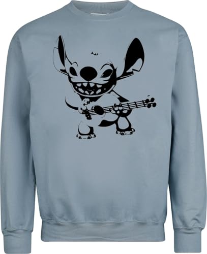 Sudadera azul Stitch Rocks para hombre en algodón y poliéster