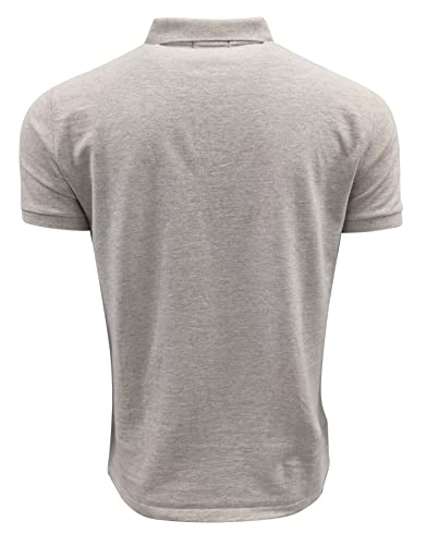 Image of POLO RALPH LAUREN Mens Custom Slim Fit Mesh Polo Shirt (Medium, Grey Heather (Brown Pony))