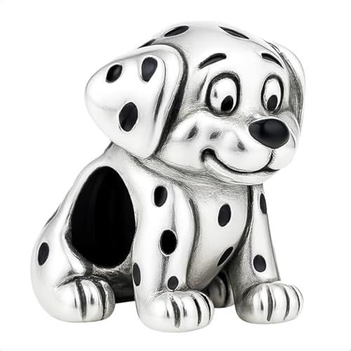 Charm dálmata de plata de ley 925, abalorio perro para pulsera