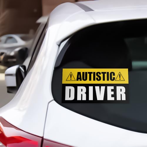 Image of Autistic Driver Bumper Sticker Please Be Patient Autism Awareness Stickers Autism Stickers Autism Acceptance Sticker Blue Ribbon Autism Gift Decor Car Van Laptop Window [7.5 inchx3.75 inch]