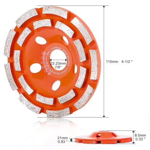 Nineroars ZDGW2115M 4.5 Inch Diamond Grinding Wheel Concrete Tools 18 Double Row Segments For Polishing And Cleaning Stone Concrete Surface thumb #3