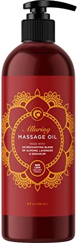 Relaxing Massage Oil for Massage Therapy - Aromatherapy Full Body Massage Oil with Enchanting Lavender Ylang Ylang Orange and Geranium Essential Oils - Naturally Scented Vegan Non GMO & Gluten Free