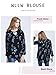 WLLW Women Casual See Through Floral Print Long Sleeve Chiffon Shirt Blouse Tops (Large, Black)