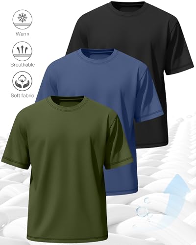Image of Neer 3 Pack Big and Tall T-Shirts for Men L-7xl Tops | Large Casual Stretch Workout Tees, Short Sleeve Crewneck Oversized Shirts, Classic Summer Outfits, Comfy Basic Loose Clothes