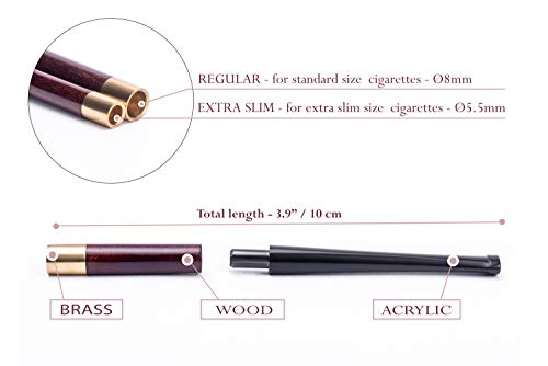 Dr. Watson - 3.9\" Short Wooden Cigarette Holder, fits Extra Slim Cigarettes, Smooth Finish, Handmade - Thumbnail 3