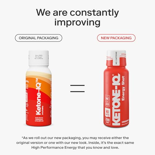 Ketone-IQ No Caffeine Exogenous Ketones Energy Shots - 24 Pack of Caffeine Free Energy Drinks with 10g Ketones - Sugar Free, Salt Free, and All Natural (Original)