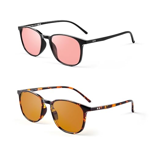 Image of Fluorescent-41 Pink Tinted Blue Light Blocking Glasses for Migraine, Light Sensitivity, Photophobia JF5002
