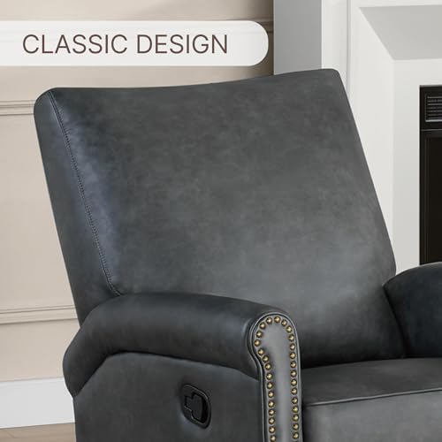 Sillón reclinable de cuero sintético Gris oscuro miniatura 4