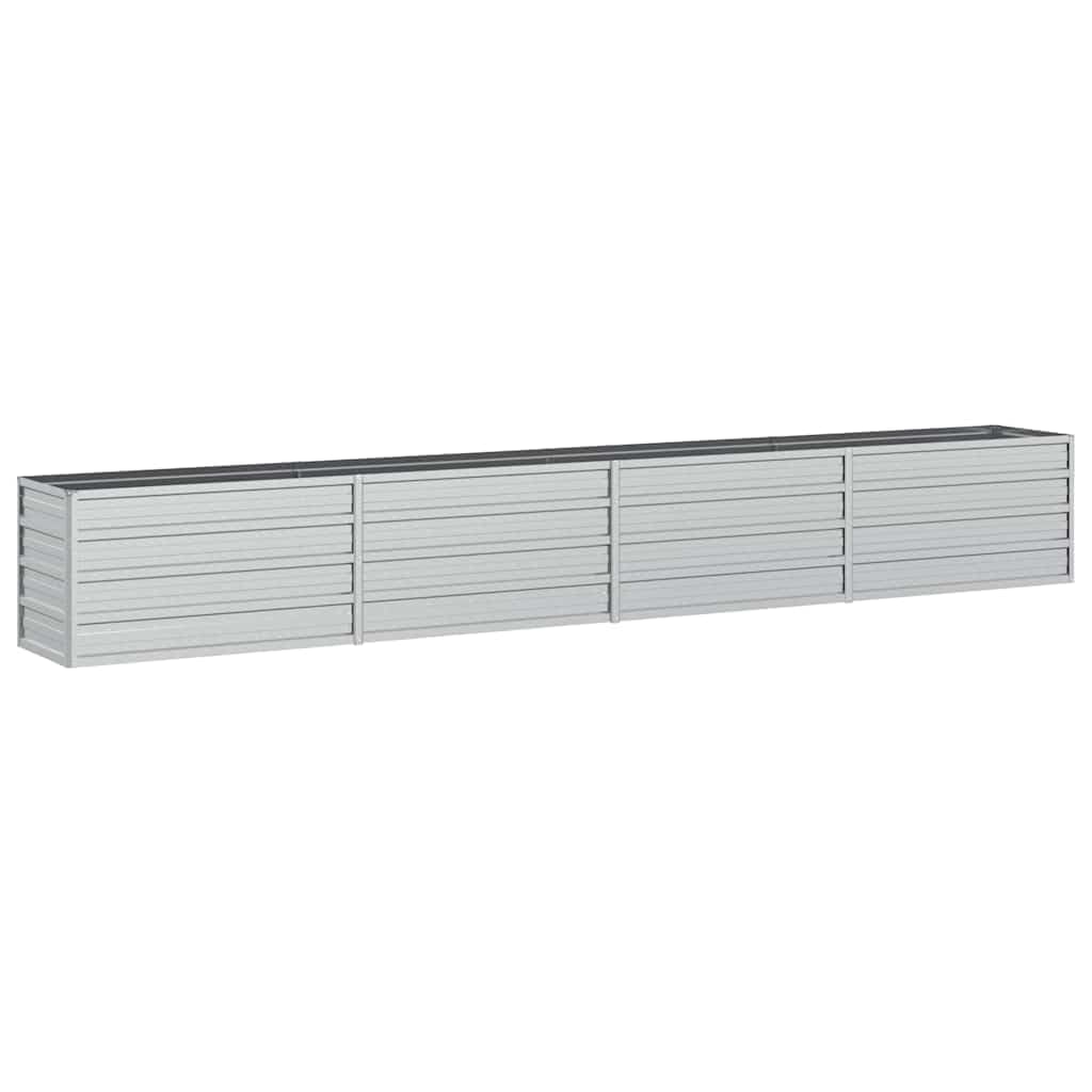 vidaXL Lit Surélevé de Jardin Jardinière Bac à Fleurs Pot de Plantes Lit de Plantation Balcon Extérieur 320x40x45 cm Acier Galvanisé Argenté