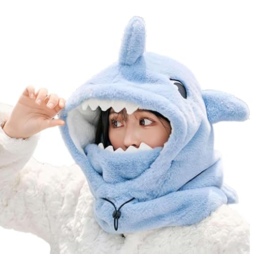 Ski Helmet Cover, Cute Shark Hood Ski Mask, Creative Skiing Helmet Cover, Fleece Lined Thick Warm Hat
