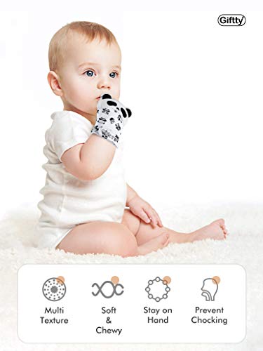 Baby Teething Mitten Panda Hand Teether Soothing Glove, Teething Toy With Crinkle Sound, Multi Textured Wearable Teether To Soothe Sore And Swollen Gums, For Infants 3-12M (1 Pair) #TOP1