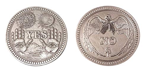 Moneta del Destino Moneta Si No placcata argento. Oracolo destino Ouija. Idea Regalo originale appassionati Giochi di ruolo role play, Cosplay, Wiccan, spiritismo, sovrannaturale. Lucky coin yes no 3,7 cm. Fatta a mano