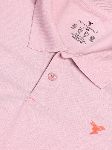 Image of TECHNOSPORT Men's Polyester Slim Fit Self-Design Short Sleeve Polo Matpiq T-Shirt with Anti Microbial, Techno Dry for Regular and Casual Use