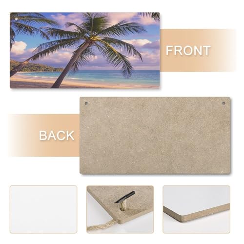 Letrero de madera de palmera tropical placa rectangular para pared 25x12.5 cm 6