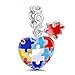 Produktbild Autismus Awareness Charm / Anhänger aus echtem 925er Sterlingsilber, farbiger Emaille, Bild Puzzle, Liebesherz, Charm-Perlen für Pandora-Charms, Freundin, Weihnachtsgeschenk