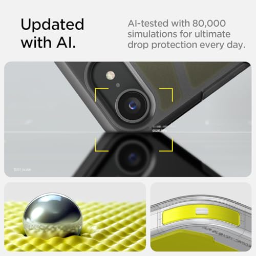 Image of Spigen Tough Armor (Ai) MagFit for iPhone 17e /16e Case, Frost Black | Military-Grade Drop Protection, Tactile Button Cover, Kickstand, Compatible with MagSafe, Screen Protector Compatible