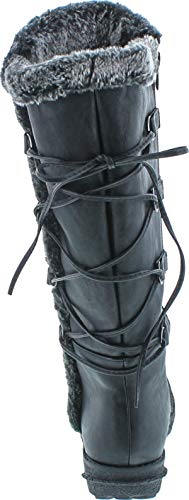 Image of Forever Link Women's Klein-70 Closed Round Toe Buckle Slouch Flat Heel Mid-Calf Boot