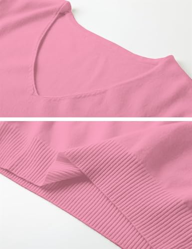 Image of DAIMIDY Women's Short Sleeve Sweater V Neck Summer Knit Tops | Business Casual Tops| Soft,Lightweight,Breathable and Comfortable| Perfect for Shopping,Date,Vacation,Daily Wear Etc.