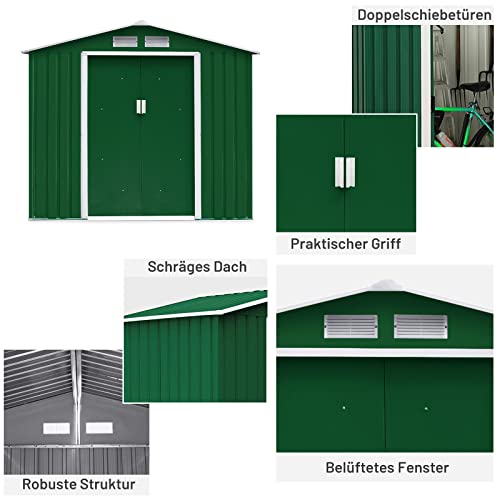 GYMAX Gartenhaus Metall, Garten Schuppen mit geräumigem Stauraum, wetterbeständiger Geräteschuppen, Gerätehaus mit… – Bild 5