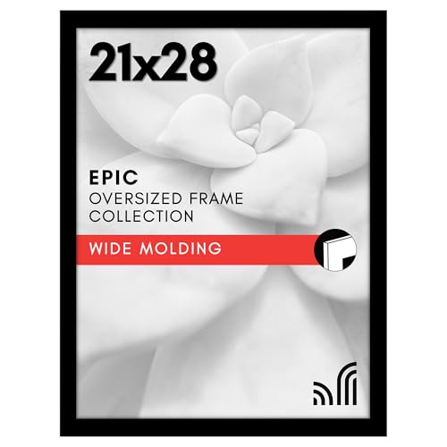 Americanflat 21x28 Poster Frame with Polished Plexiglass - Black Picture Frame - Wide Photo Frames Made of Engineered Wood for Vertical or Horizontal Wall Display - Epic Collection - Black