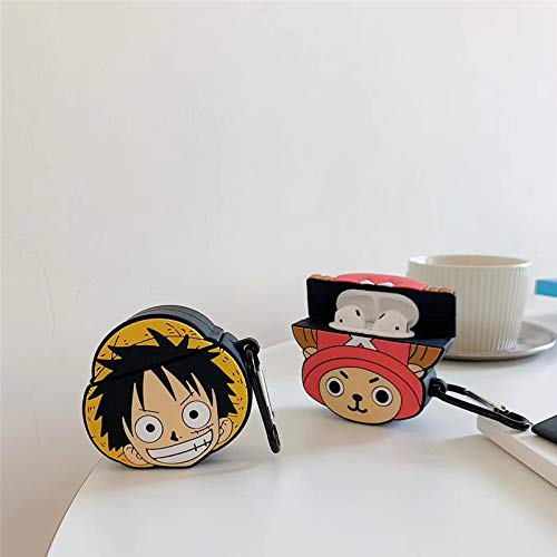 Bontoujour Airpods 1/2 Case, Creative One Piece Character Hat Monkey D. Luffy Airpods Case, Stylish Silicone Earphone Protection Skin For Airpods 1/2 +Hook #TOP6
