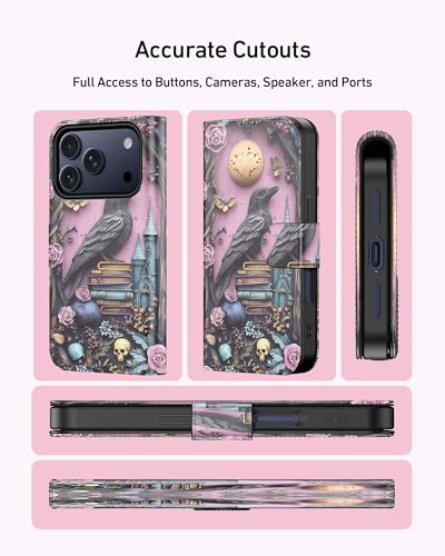DEENAKIN for iPhone 17 Pro/iPhone 18 Pro Wallet Case with Cash Clip | Card Solts Holder, RFID-Blocking, UV-Printed Artwork, Magnetic Closure with Leather Kickstand - image 4