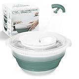 COOK WITH COLOR Collapsible Salad Spinner - 4 QT Space Saving Lettuce Dryer with Folding Collapsible Colander Great for Washing and Drying Fruit and Vegetables (Sage)