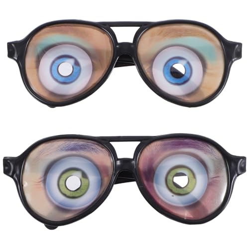 LUOZZY 2 Pcs Funny Halloween Glasses Costume Props Yellow Blue Novelty Eyewear for Parties Family Gatherings Photo Booth Cosplay Accessories