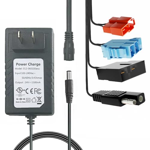 6Volt &12Volt & 24Volt Multi-Function Charger for Battery Powered Kid's Ride On Toys Car,6V&12V&24V Power Adapter for Power Wheels Electric Vehicle,LED Lights,Universal (24V)