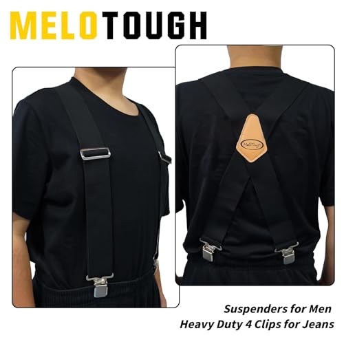 Image of MELOTOUGH Men's Suspenders w /Clip Heavy Duty suspenders for men Big and Tall Work suspenders for Jeans