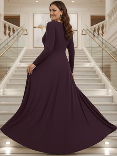 Image of KOH KOH Womens Long Sleeve Flowy Empire Waist Fall Pleated Maxi Dress