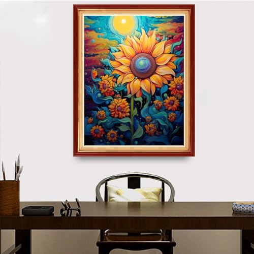 Image of Redxing Stamped Cross Stitch Kits Embroidery kit for Beginners Adults Full Range of Embroidery Patterns Starter Kits DIY Printed Cross Stitch Kits Needlepoint Kits 11CT-Magic Sunflower 16x20 inch