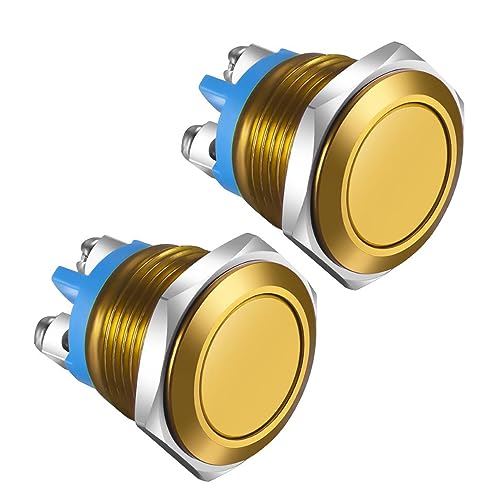Gebildet E1212-FF 16Mm 3A/12V 24V 36 Dc 110V 250Vac Gold Shell Screw Terminal Momentary Push Button 1No Ip65 Spst Waterproof Aluminium Alloy Shell cover