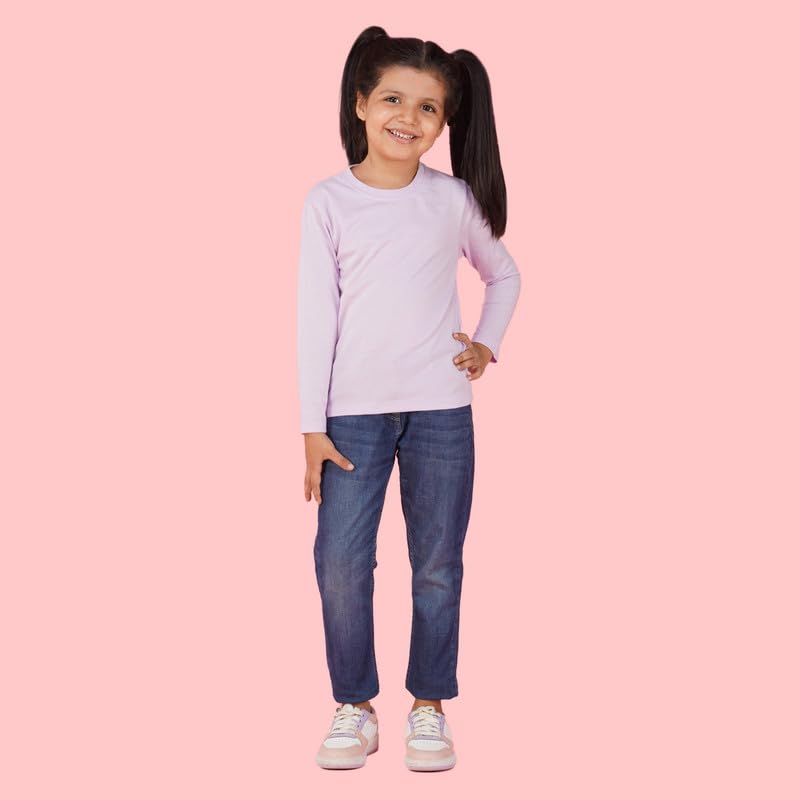 Image of Nusyl Girls Full Sleeves T-Shirt for Kids | Cute Printed Casual Wear | Soft Cotton Blend | Comfortable Regular Fit | 2-16 Years | Multiple Colors
