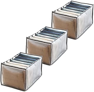 MUYOGRT Clothes Drawer Organizer, Jeans Dividers Storage Box, 7/9 Grid Closet Organizer and Storage Baskets, Foldable Drawer Organizer Suitable for Pants Underwear T-Shirt