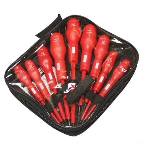 Elektriker Isoliertes Hand-Set, 1000 V, Vde-zertifiziert, magnetisch, Schlitz, rutschfest, für Kreuzschlitzschraubendreher, Werkzeuge für 9-teilig, mit Stahlschäften und ergonomischem